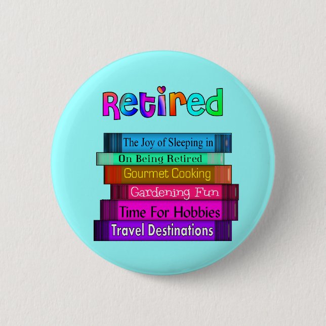 Ruhestands-Geschenk-einzigartiger Stapel des Button (Vorderseite)
