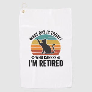 Ruhestands-Katze Vintage-Sonnenuntergang Lustiges Golfhandtuch