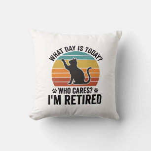 Ruhestands-Katze Vintage-Sonnenuntergang Lustiges Kissen