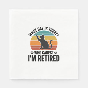 Ruhestands-Katze Vintage-Sonnenuntergang Lustiges Serviette
