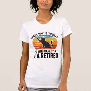 Ruhestands-Katze Vintage-Sonnenuntergang Lustiges T-Shirt