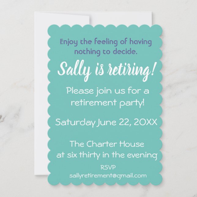 RUHESTANDS-PARTY EINLADUNG MIT ZITAT (Vorderseite)