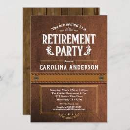 Ruhestands-Party Einladung. Nobles Imitatleder Einladung