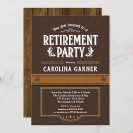 Ruhestands-Party Einladung. Nobles Imitatleder Einladung
