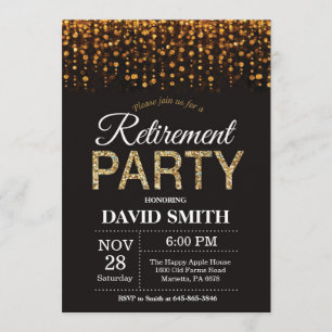 Ruhestands-Party Einladungs-Schwarzes und Einladung