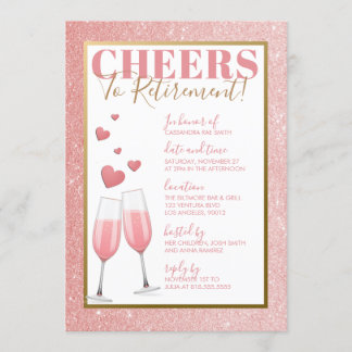 RUHESTANDS-PARTY %PIPE% ROSA CHAMPAGNE EINLADUNG