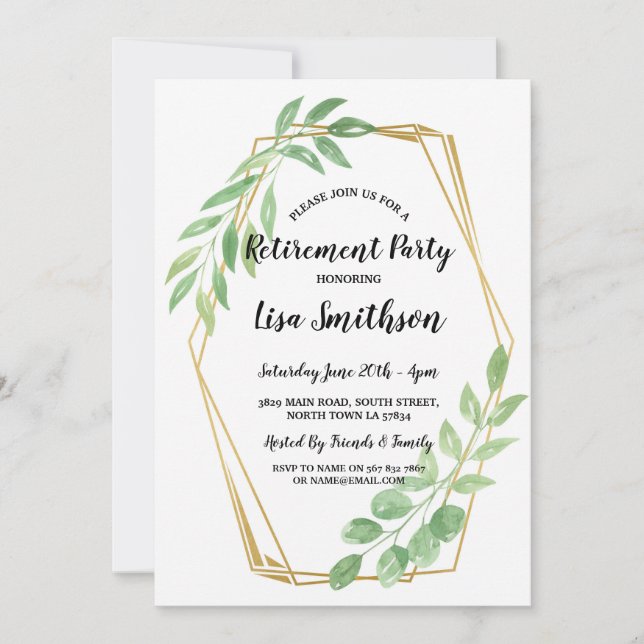 Ruhestands-Party verlässt Gold, Sommer zu Einladung (Vorderseite)