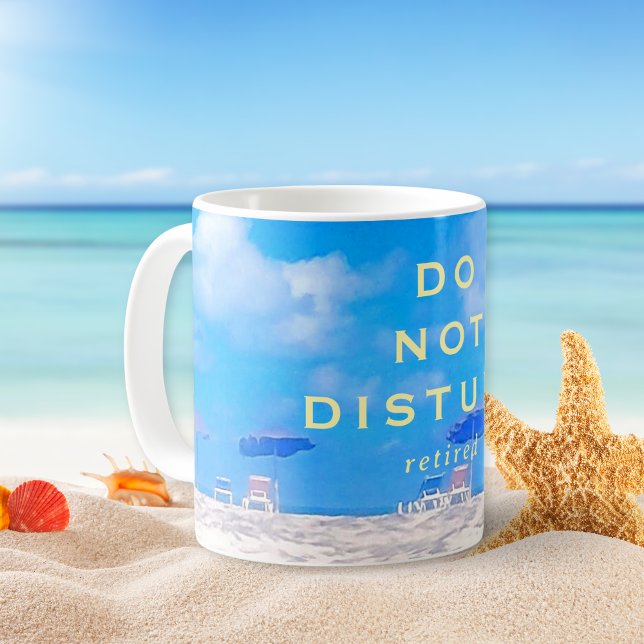 Ruhestands Sommer Strand Blau Weiß Geschenk Kaffeetasse (Von Creator hochgeladen)