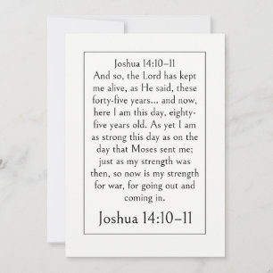 Ruhestandsbibelvers, Josua 14:10-11, Schrift Einladung