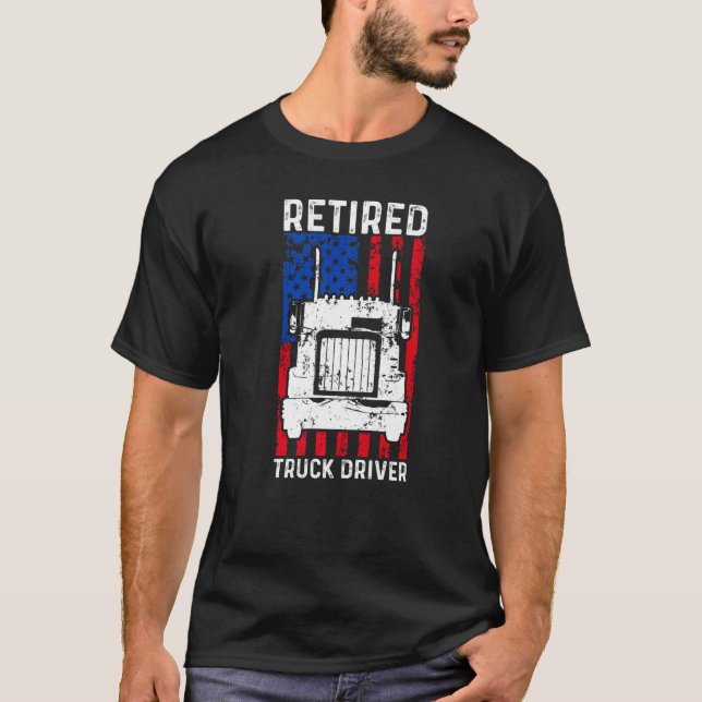Ruhestandsfahrer US Flag Trucker Ruhestand T-Shirt (Vorderseite)