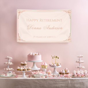 Ruhestandsfeier Blush Rosa Elegante Schrift Vintag Banner