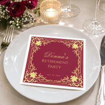 Ruhestandsfeier Burgund Faux Gold Elegantes Skript