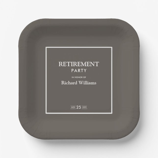 Ruhestandsfeier Formal Klassisch Grau Weiß  Pappteller (Vorderseite)