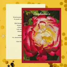 Ruhestandsfeier Rot und Gold Rose Blumen Makro