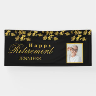 Ruhestandsfeierparty Gold Floral Foto Banner