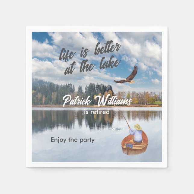 Ruhestandsfischerei am Seeufer Serviette (Vorderseite)