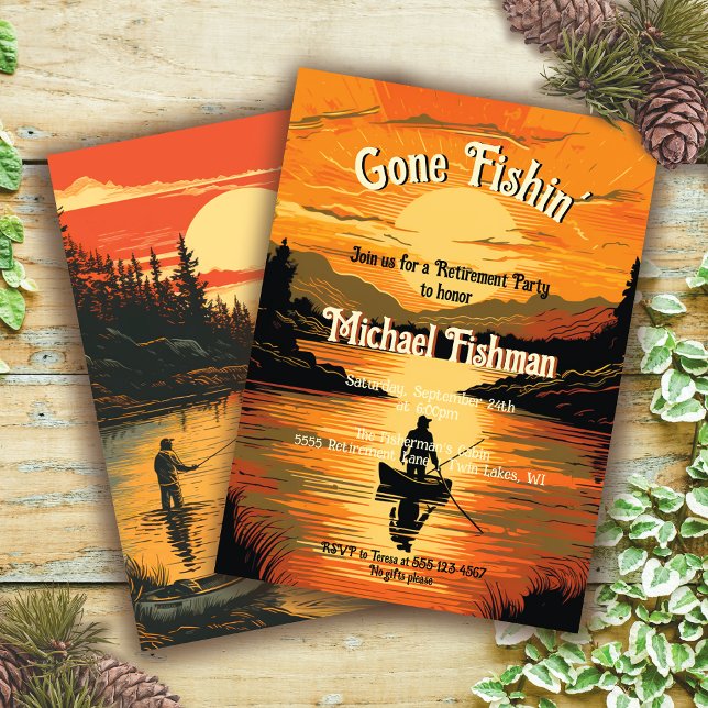 Ruhestandsfischerei auf Holz Einladung (Von Creator hochgeladen)