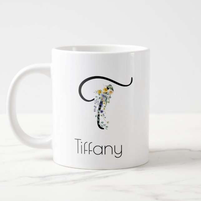 Ruhestandsgeschenk Arbeitgeber monogramm Aquarell Jumbo-Tasse (Links)