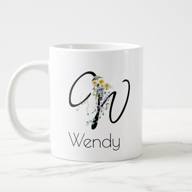 Ruhestandsgeschenk Arbeitgeber monogramm Aquarell Jumbo-Tasse (Links)