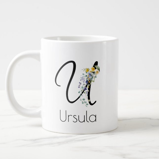 Ruhestandsgeschenk Arbeitgeber monogramm Aquarell Jumbo-Tasse (Links)