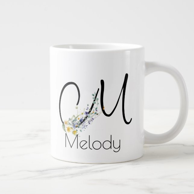 Ruhestandsgeschenk Arbeitgeber monogramm Aquarell Jumbo-Tasse (Rechts)