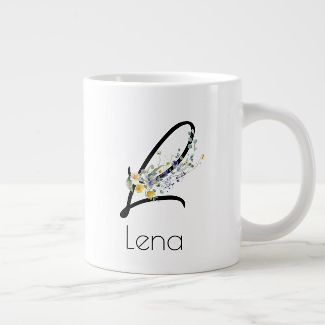 Ruhestandsgeschenk Arbeitgeber monogramm Aquarell Jumbo-Tasse (Rechts)