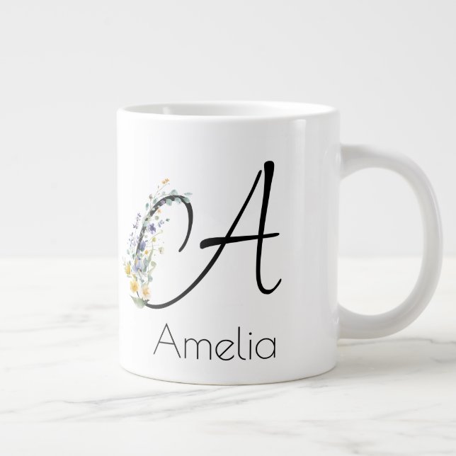 Ruhestandsgeschenk Arbeitgeber monogramm Aquarell Jumbo-Tasse (Rechts)