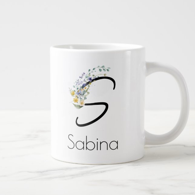 Ruhestandsgeschenk Arbeitgeber monogramm Aquarell Jumbo-Tasse (Rechts)