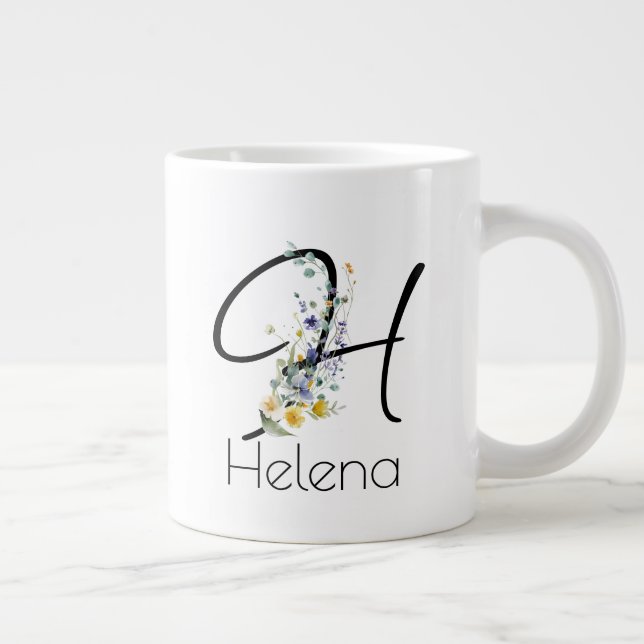 Ruhestandsgeschenk Arbeitgeber monogramm Aquarell Jumbo-Tasse (Rechts)