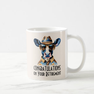 Ruhestandsglückwünsche Lustiger Cowboy-Kuh Kaffeetasse