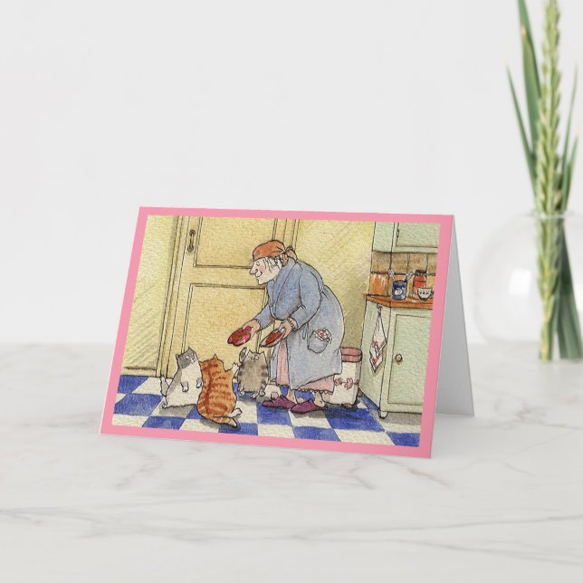 Ruhestandskarte die Katzen der Oma Dankeskarte (Vorderseite)