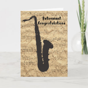Ruhestandskarte für Musiker Noten und Saxophon Karte