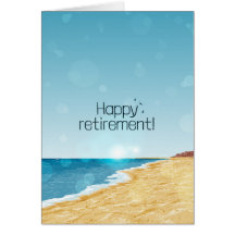 Ruhestandskarte mit Strand, Meer und blauem Himmel