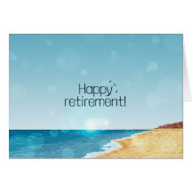 Ruhestandskarte mit Strand, Meer und blauem Himmel