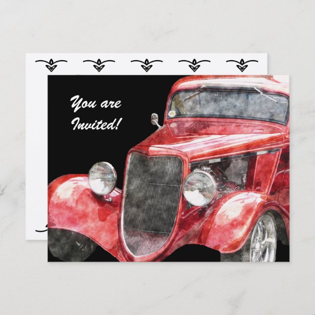 Ruhestandskraftwagen des Party Classic Hotrod Samm Einladung (Vorne/Hinten)