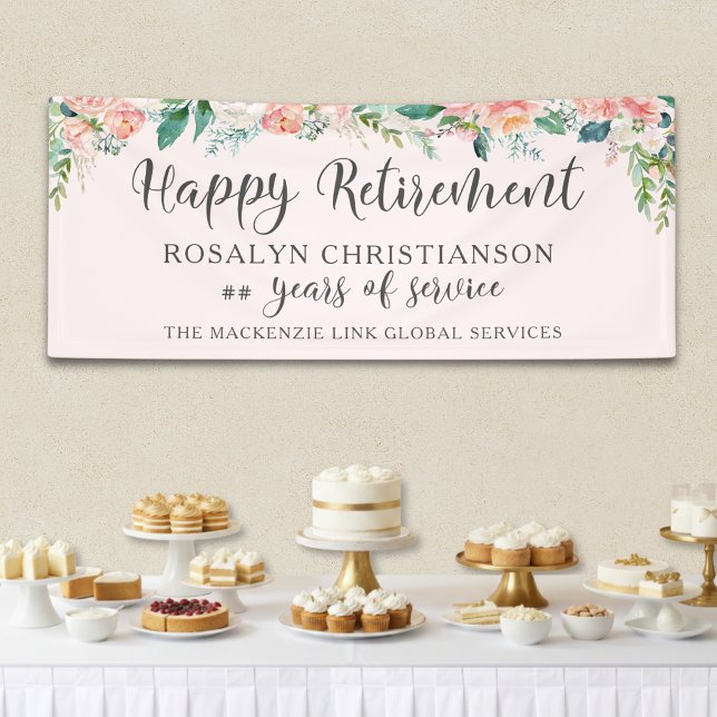 Ruhestandskurve Blush Pink Blumenschrift Banner (Von Creator hochgeladen)