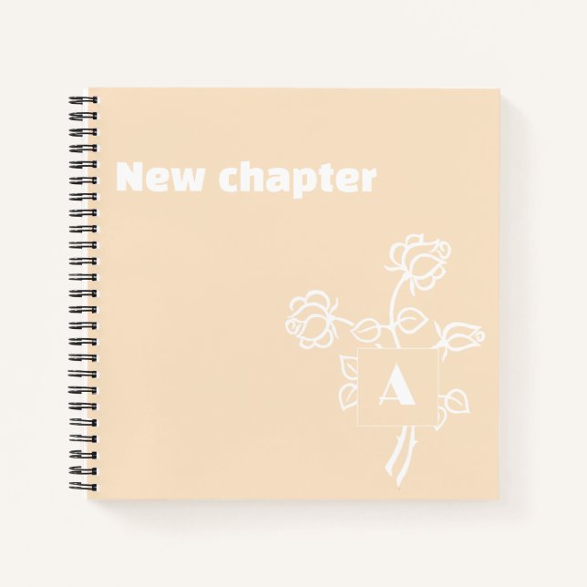 Ruhestandsmonogramm Wasserfarbe Rose beige weiß Notizbuch (Vorderseite)