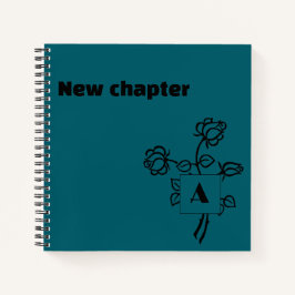 Ruhestandsmonogramm Wasserfarbe Rose blau grün Notizbuch