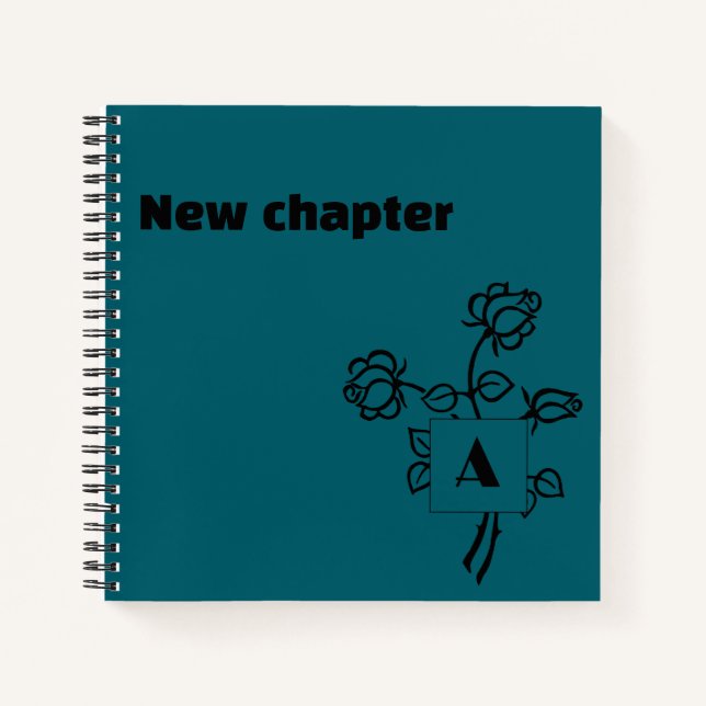 Ruhestandsmonogramm Wasserfarbe Rose blau grün Notizbuch (Vorderseite)