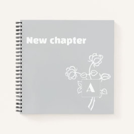 Ruhestandsmonogramm Wasserfarbe Rose blau weiß Notizbuch