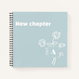 Ruhestandsmonogramm Wasserfarbe Rose Blau Weiß Notizbuch