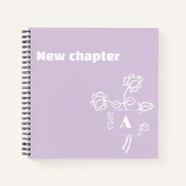 Ruhestandsmonogramm Wasserfarbe Rose Lavendel weiß Notizbuch