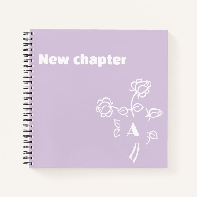 Ruhestandsmonogramm Wasserfarbe Rose Lavendel weiß Notizbuch (Vorderseite)