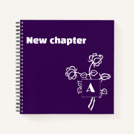 Ruhestandsmonogramm Wasserfarbe Rose lila weiß Notizbuch