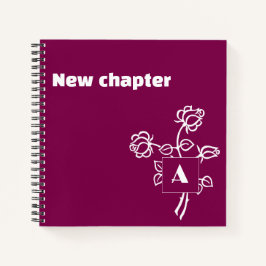 Ruhestandsmonogramm Wasserfarbe Rose rot weiß Notizbuch