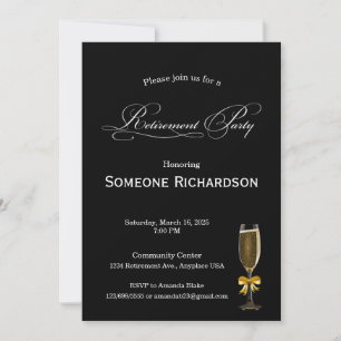 Ruhestandsparty-Ankündigung mit Champagner Einladung