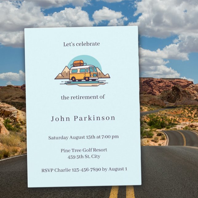 Ruhestandsparty Camper Van Roadtrip Einladung (Von Creator hochgeladen)