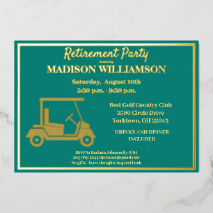 Ruhestandsparty Golf Echtgold Folieneinladung