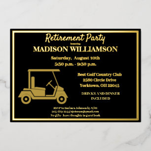 Ruhestandsparty Golf Echtgold Folieneinladung