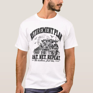 Ruhestandsplan Boot-Netz-Wiederholung Schwarze T T-Shirt